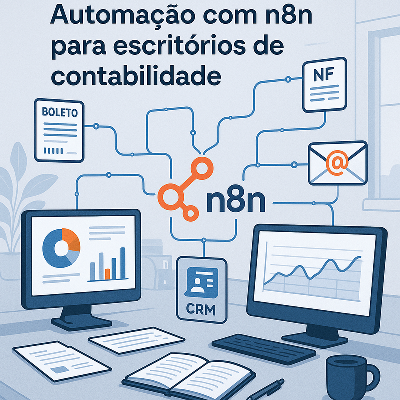Automação com n8n para escritórios de contabilidade: boletos, NFs, e-mails e CRM