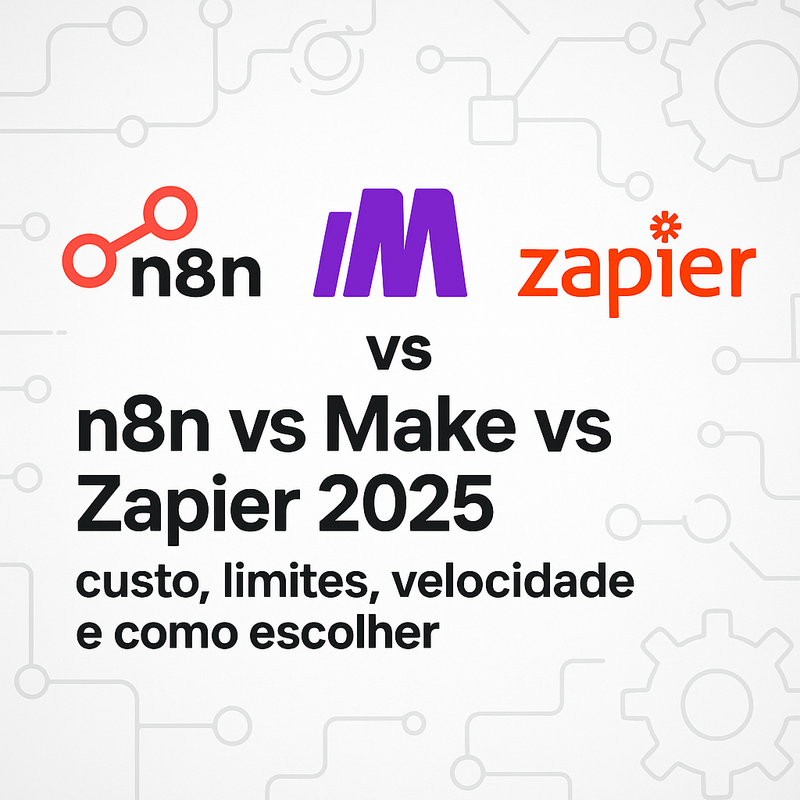 n8n vs Make vs Zapier 2026: custo, limites, velocidade e como escolher