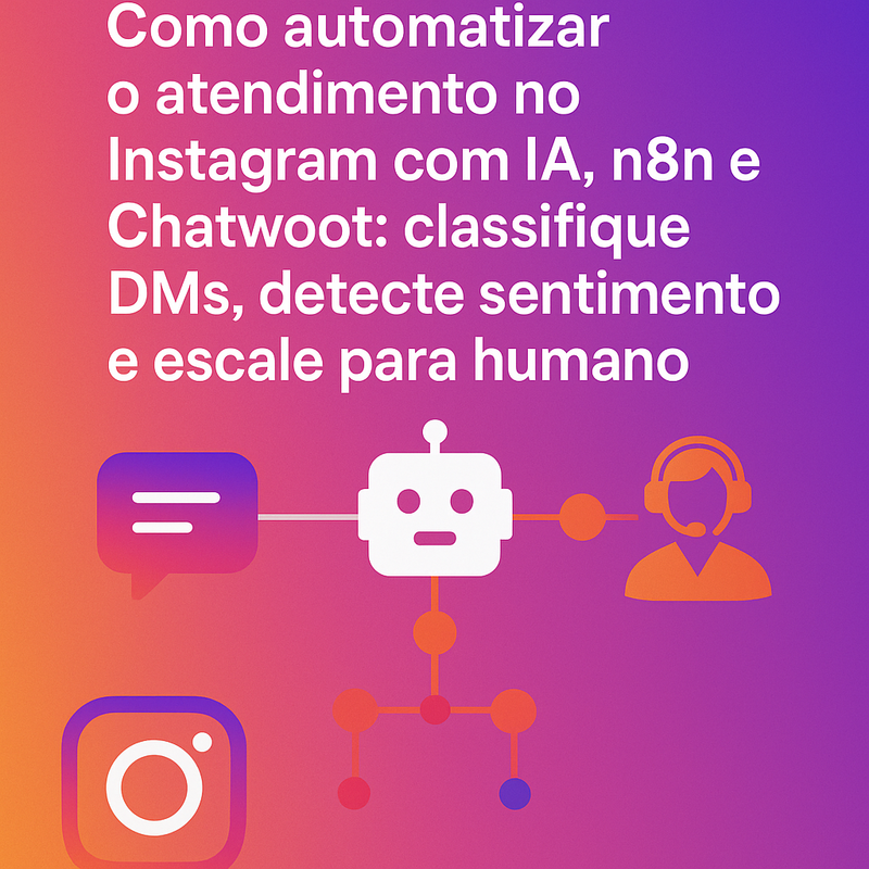 Como automatizar o atendimento no Instagram com IA, n8n e Chatwoot: classifique DMs, detecte sentimento e escale para humano