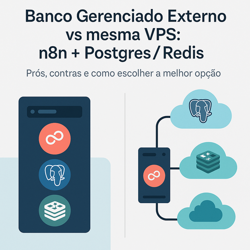 Banco gerenciado externo vs mesma VPS para n8n (Postgres/Redis): prós e contras