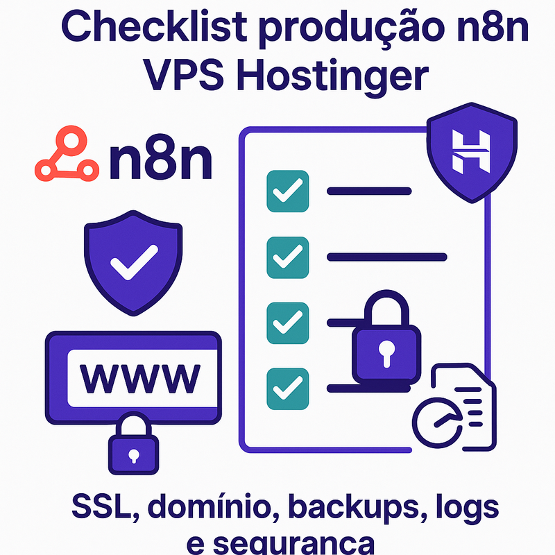 Checklist de produção para n8n na VPS Hostinger: SSL, domínio, backups, logs e segurança