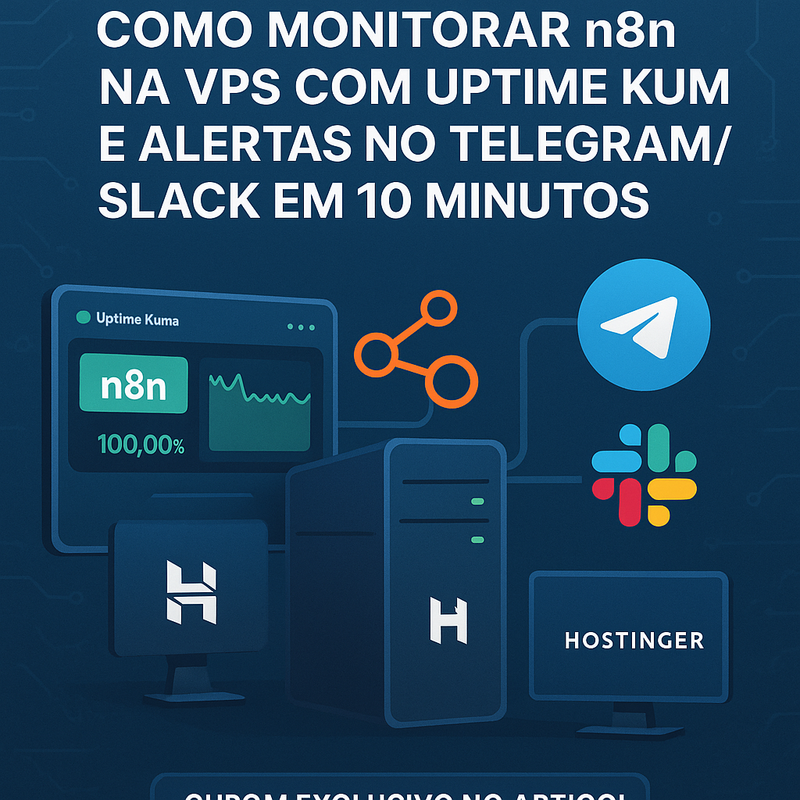 Como monitorar n8n na VPS com Uptime Kuma e alertas no Telegram/Slack em 10 minutos