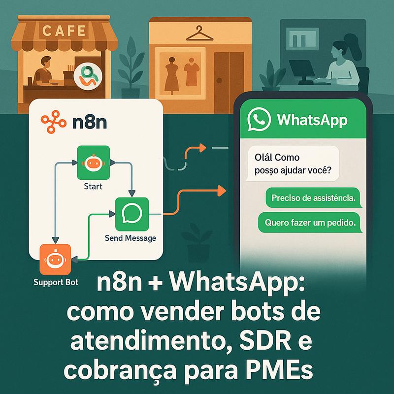 n8n + WhatsApp: como vender bots de atendimento, SDR e cobrança para PMEs (passo a passo)