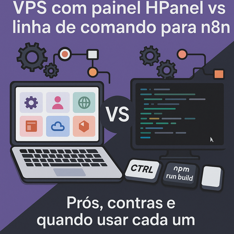 VPS com painel HPanel vs linha de comando para n8n: prós, contras e quando usar cada um
