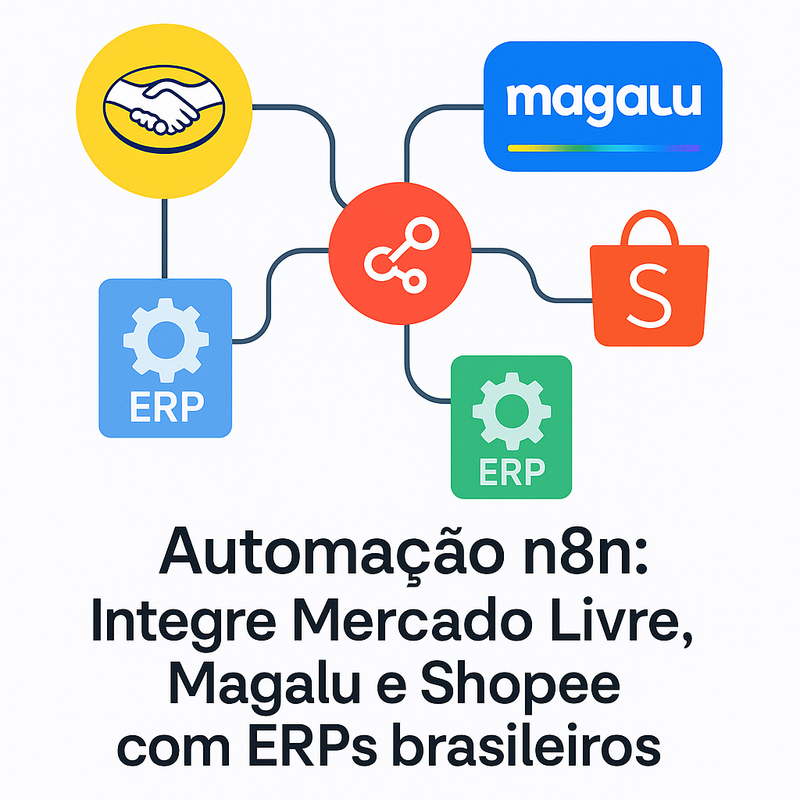 Automação n8n: Integre Mercado Livre, Magalu e Shopee com ERPs brasileiros