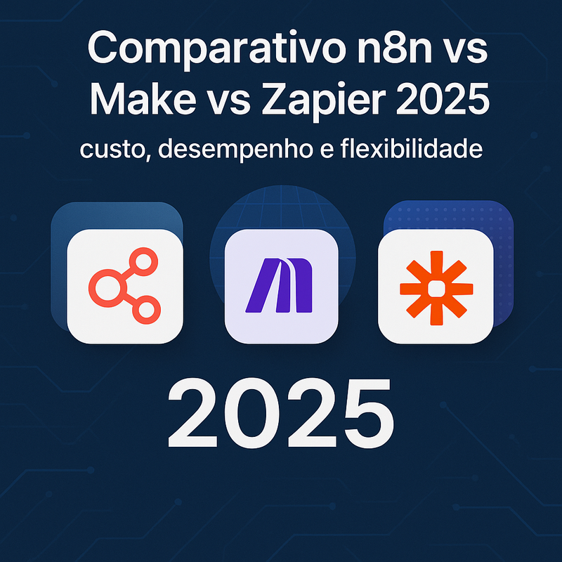Comparativo n8n vs Make vs Zapier 2026: custo, desempenho e flexibilidade