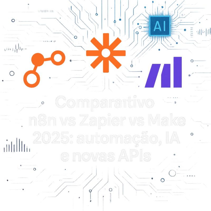 Comparativo n8n vs Zapier vs Make 2026: automação, IA e APIs novas