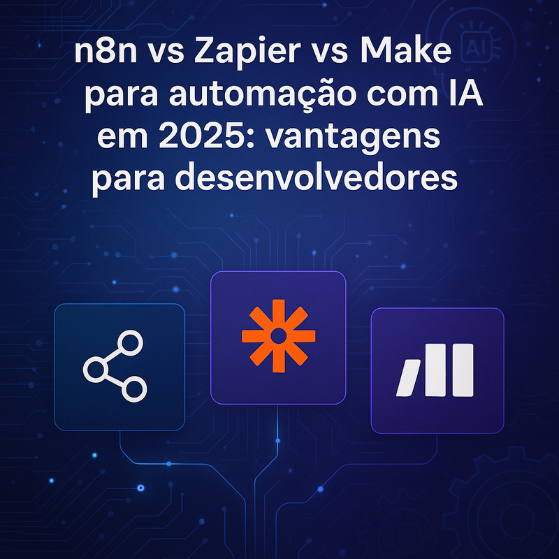 Comparativo n8n vs Zapier vs Make para automação com IA: vantagens para desenvolvedores em 2026