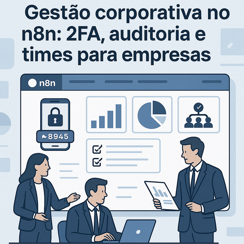 Gestão corporativa no n8n: 2FA, auditoria e times para empresas
