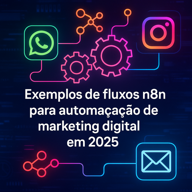Exemplos de fluxos n8n para automação de marketing digital com WhatsApp, Instagram e e-mail em 2026