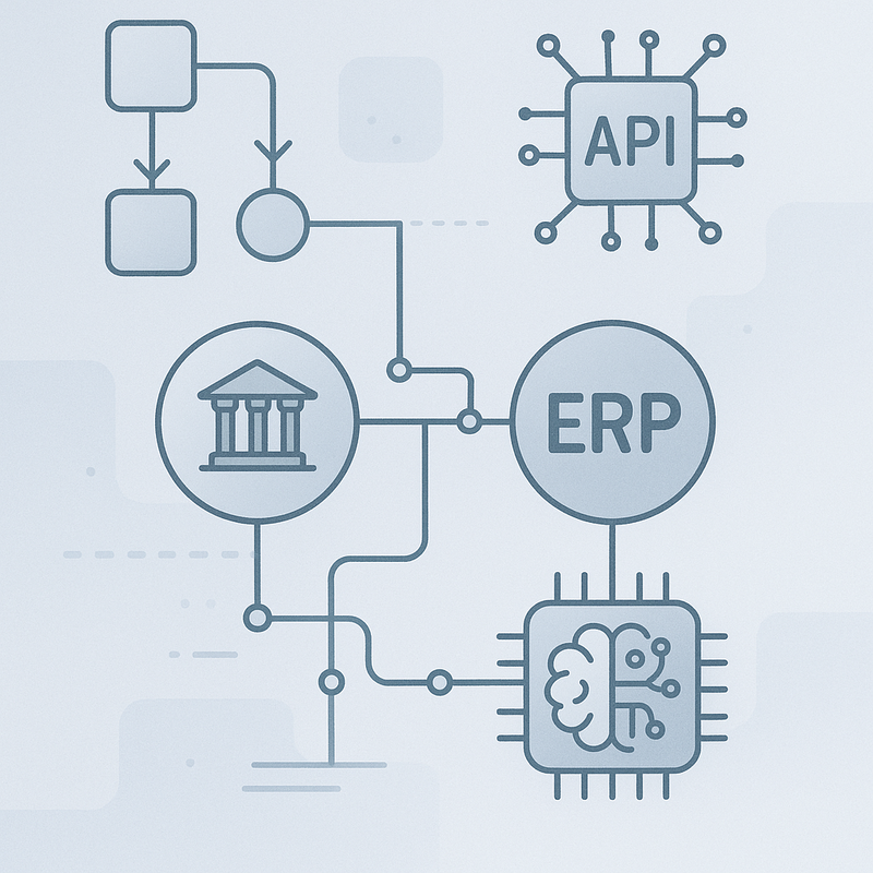 Como integrar n8n com serviços bancários e ERP usando APIs e IA para automações financeiras